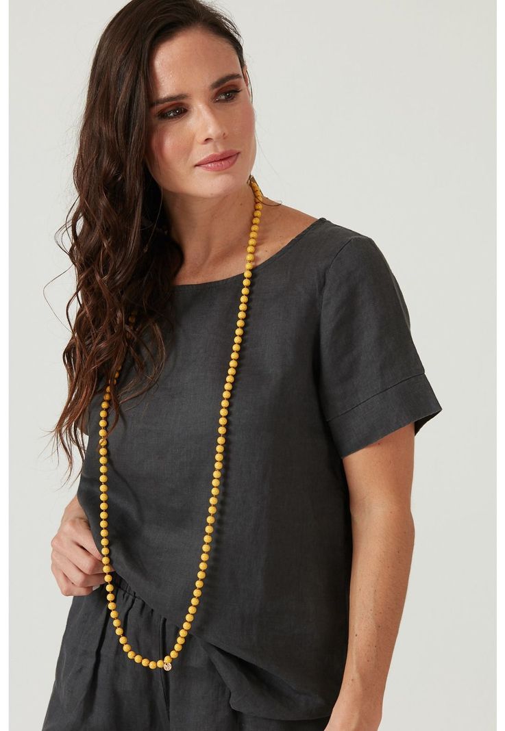 Blusa de lino gris oscuro-0