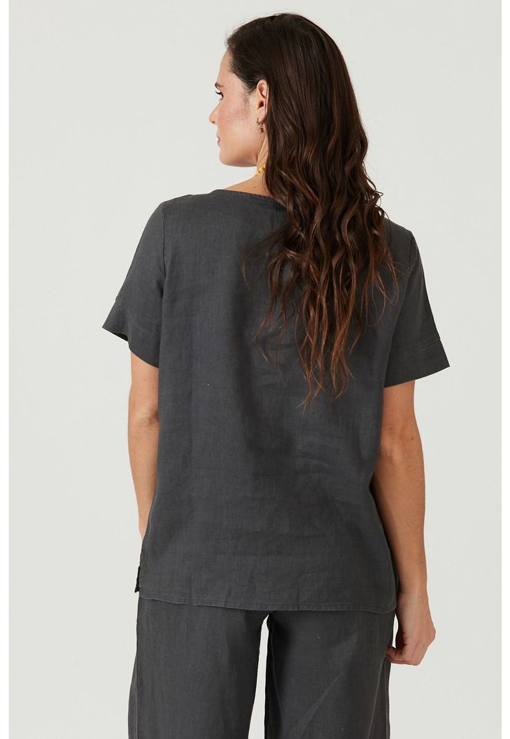 Blusa de lino gris oscuro-2