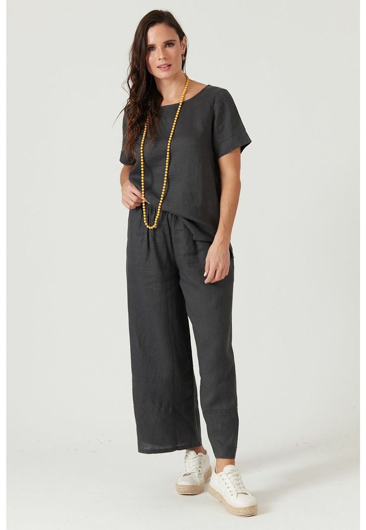 Blusa de lino gris oscuro-3
