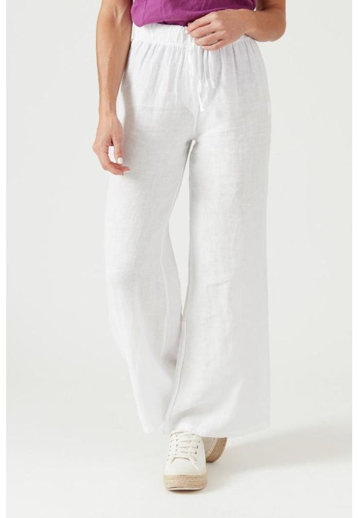 Pantalon de lino slim fit blanco-1