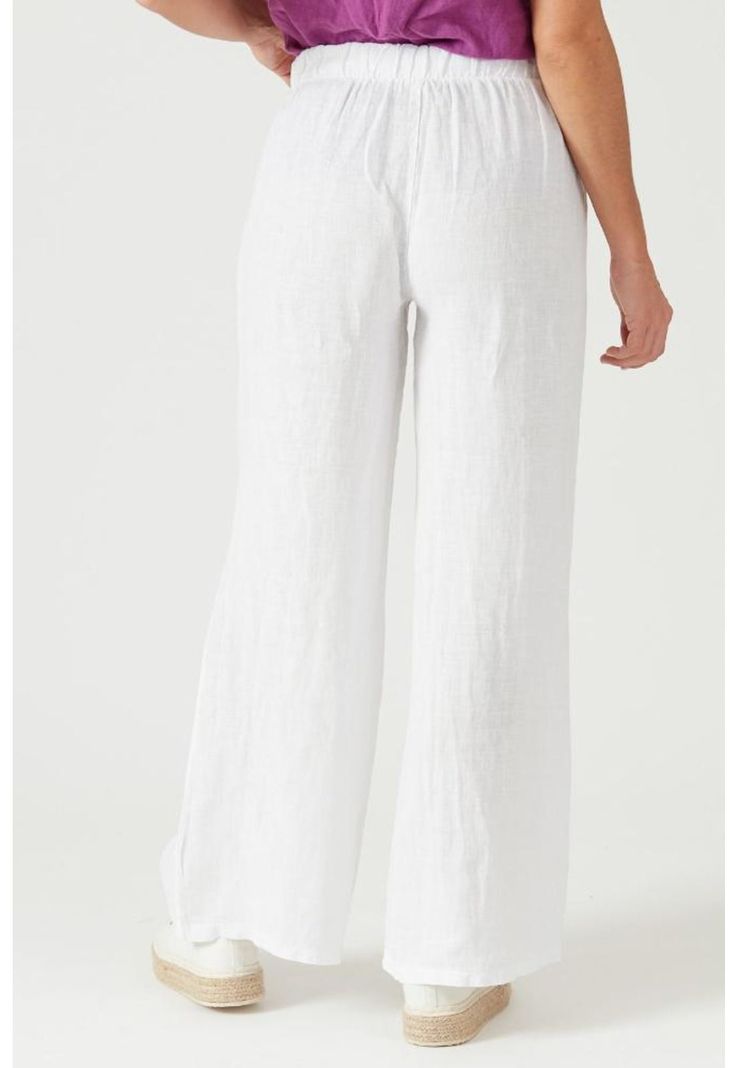 Pantalon de lino slim fit blanco-2