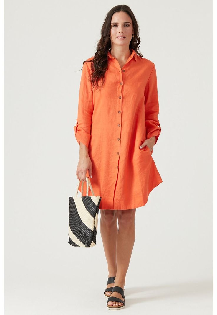 Vestido de lino naranjo-1