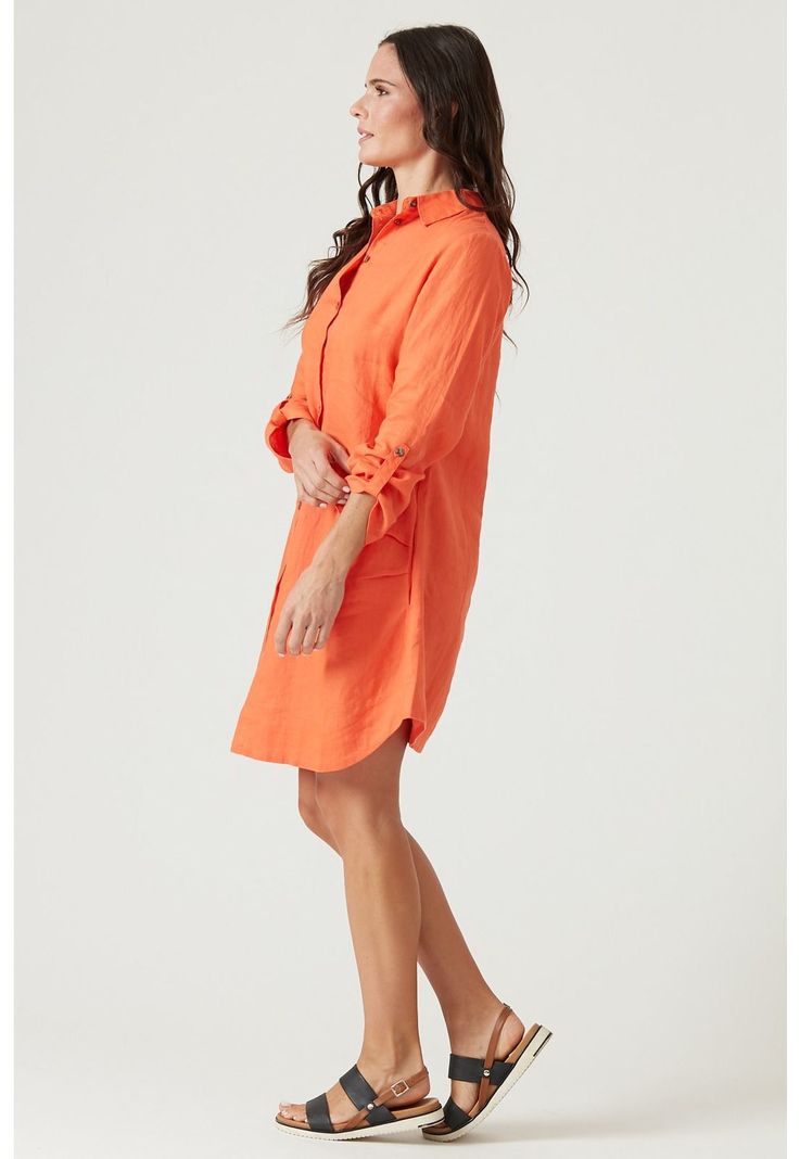 Vestido de lino naranjo-3