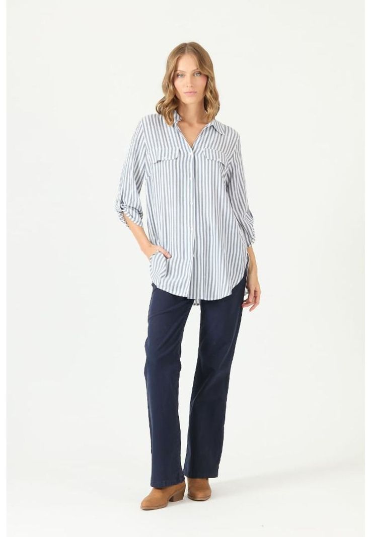 Blusa azul rayas PRIVILEGE 2174-0