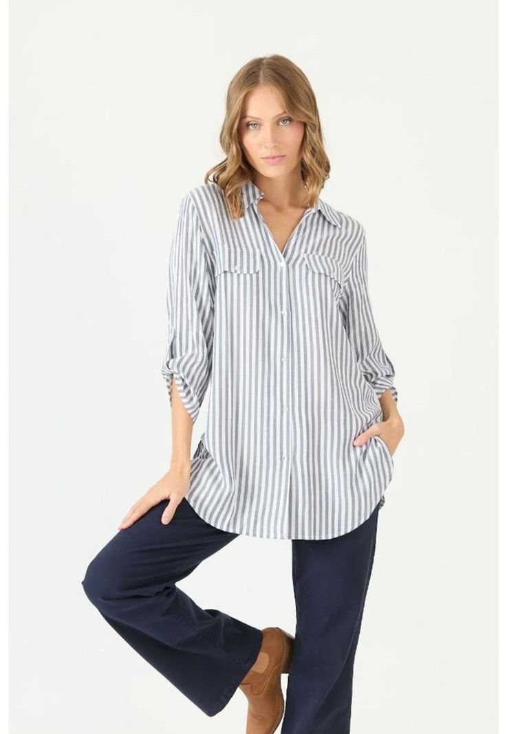 Blusa azul rayas PRIVILEGE 2174-1