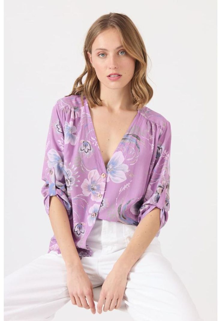 Blusa morada estampada PRIVILEGE 1454-0