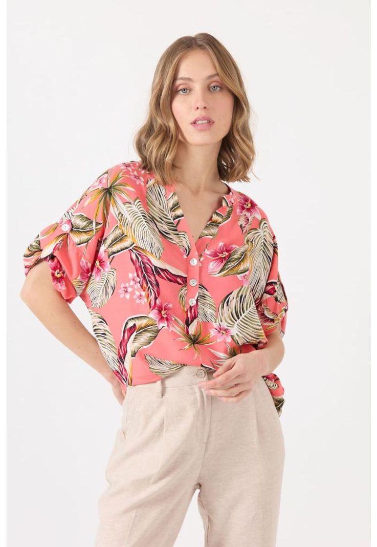 Blusa coral estampada PRIVILEGE 1600-0