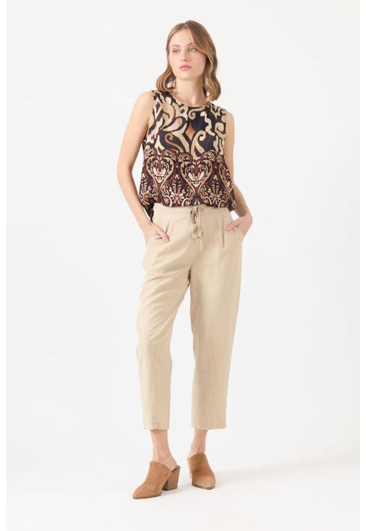 Pantalon de tencel slim fit beige PRIVILEGE 1104-0