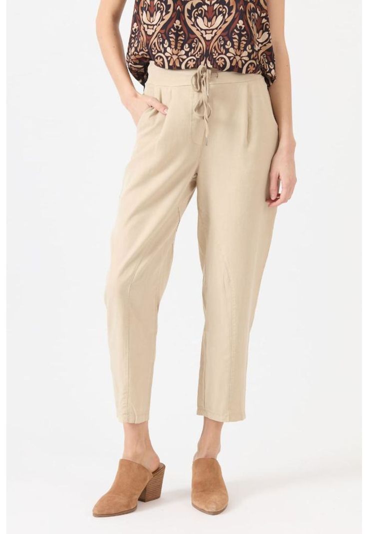 Pantalon de tencel slim fit beige PRIVILEGE 1104-1