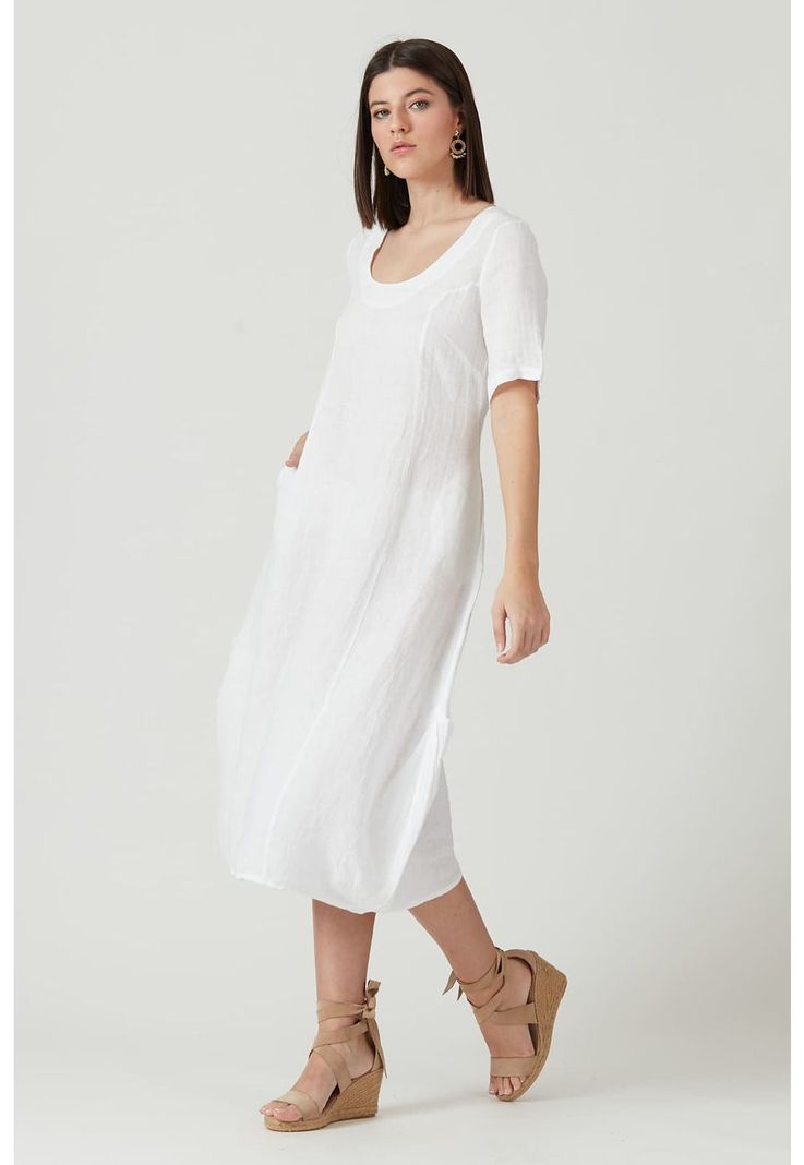 Vestido de lino blanco-0