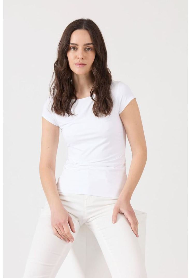 Polera poliamida blanca manga corta PRIVILEGE-1