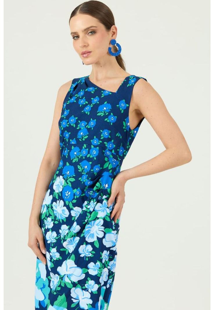 Vestido azul flores PRIVILEGE 1409-0