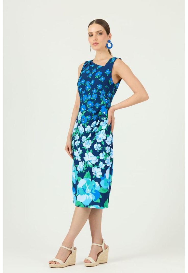 Vestido azul flores PRIVILEGE 1409-2