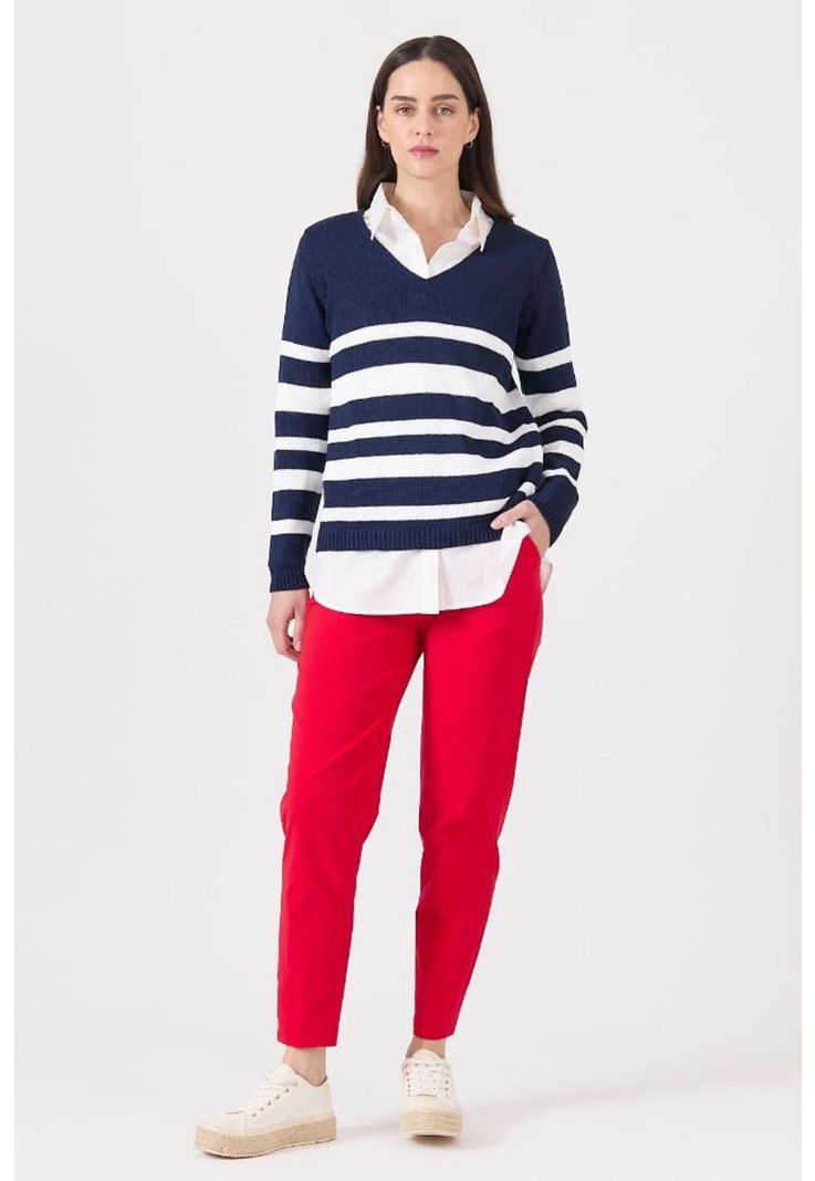 Sweater azul marino rayas manga larga PRIVILEGE-2