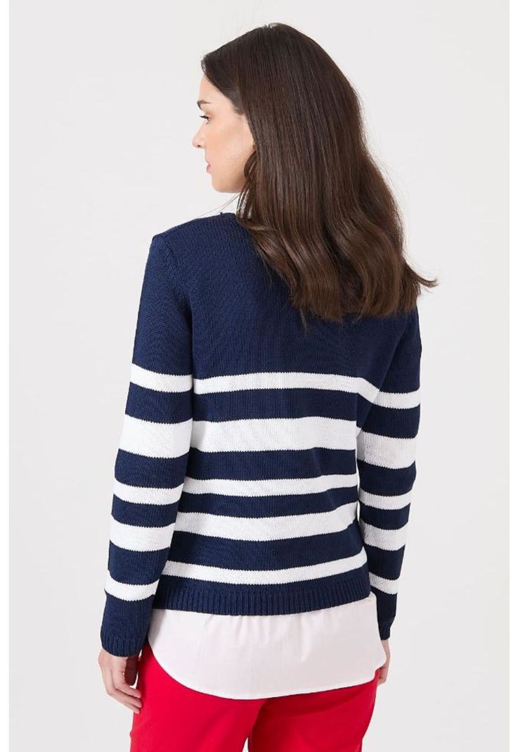 Sweater azul marino rayas manga larga PRIVILEGE-3