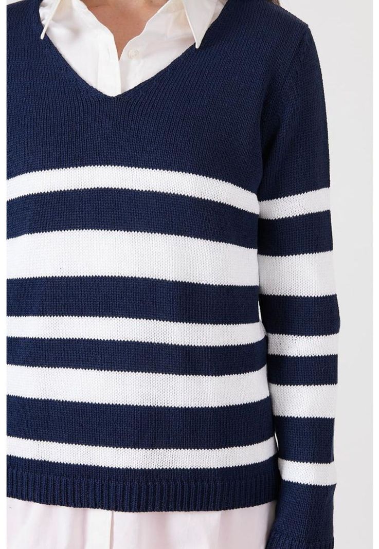Sweater azul marino rayas manga larga PRIVILEGE-4