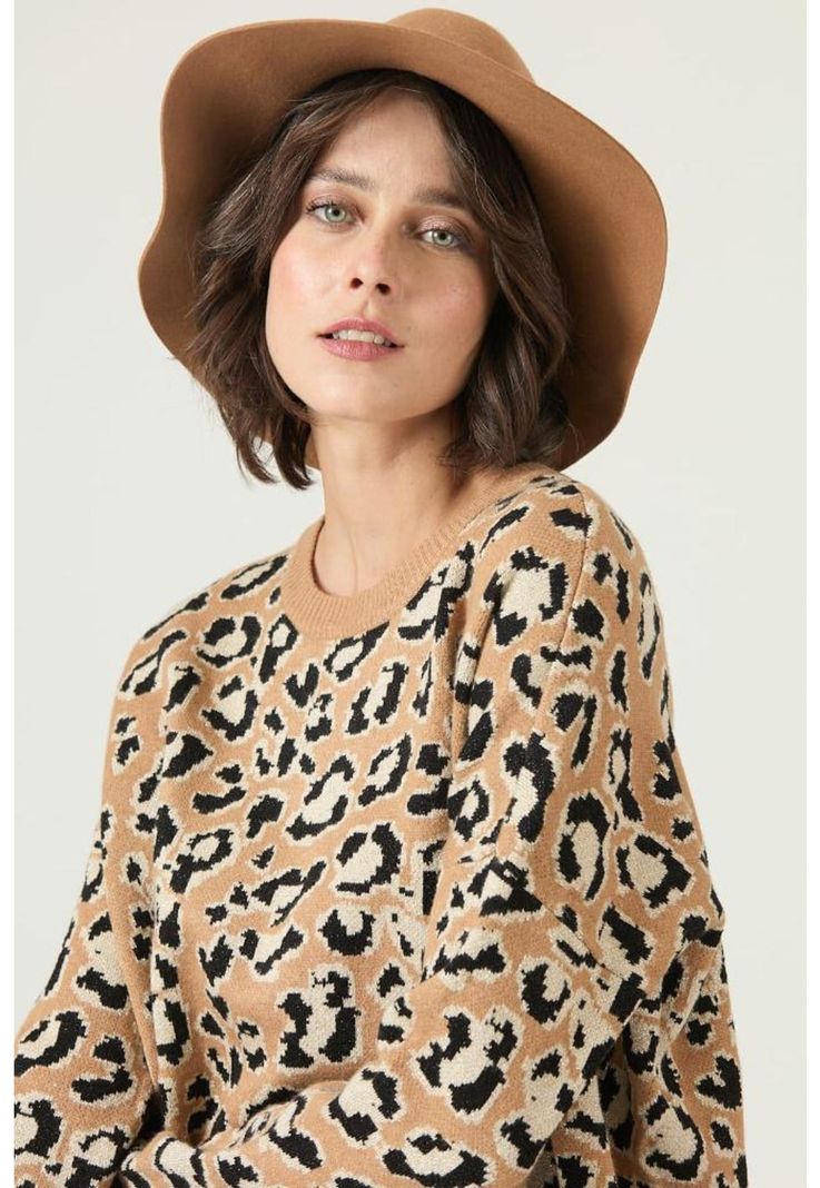 Sweater camel animal print PRIVILEGE 2659-0