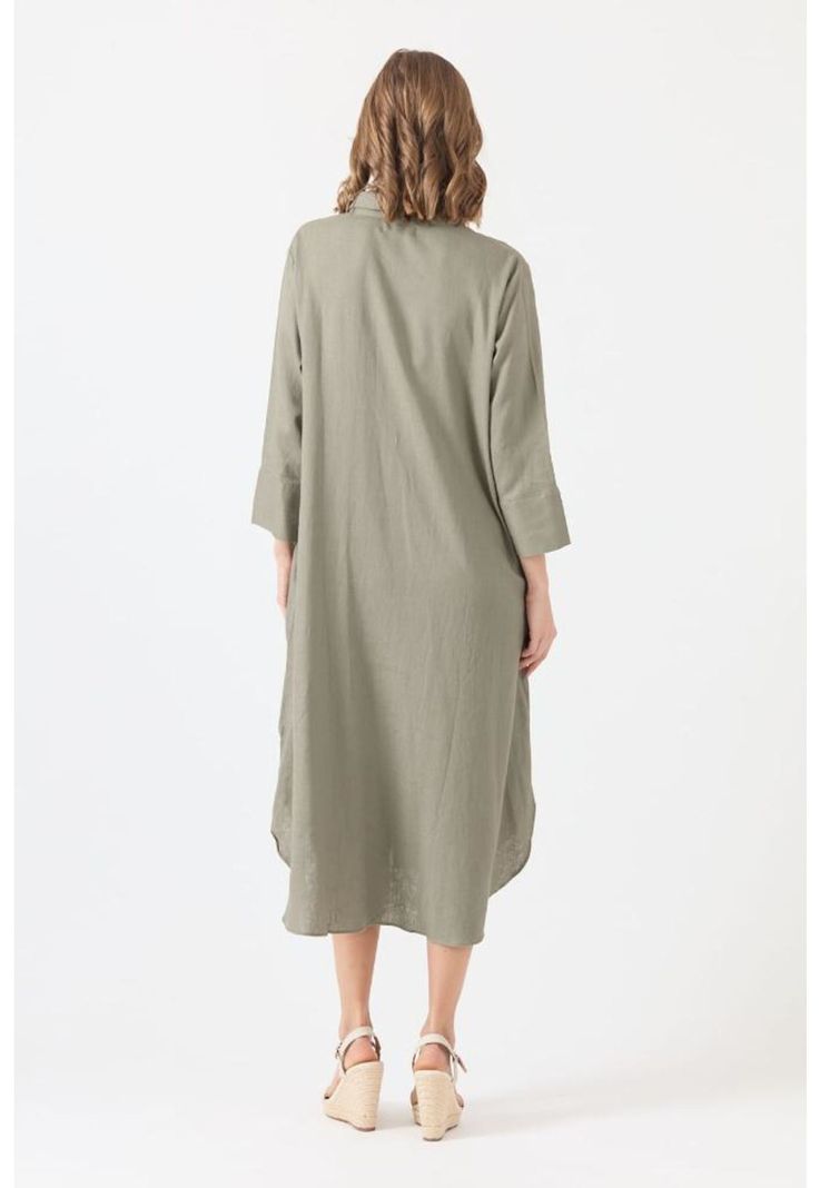 Vestido con lino verde PRIVILEGE 1150-2