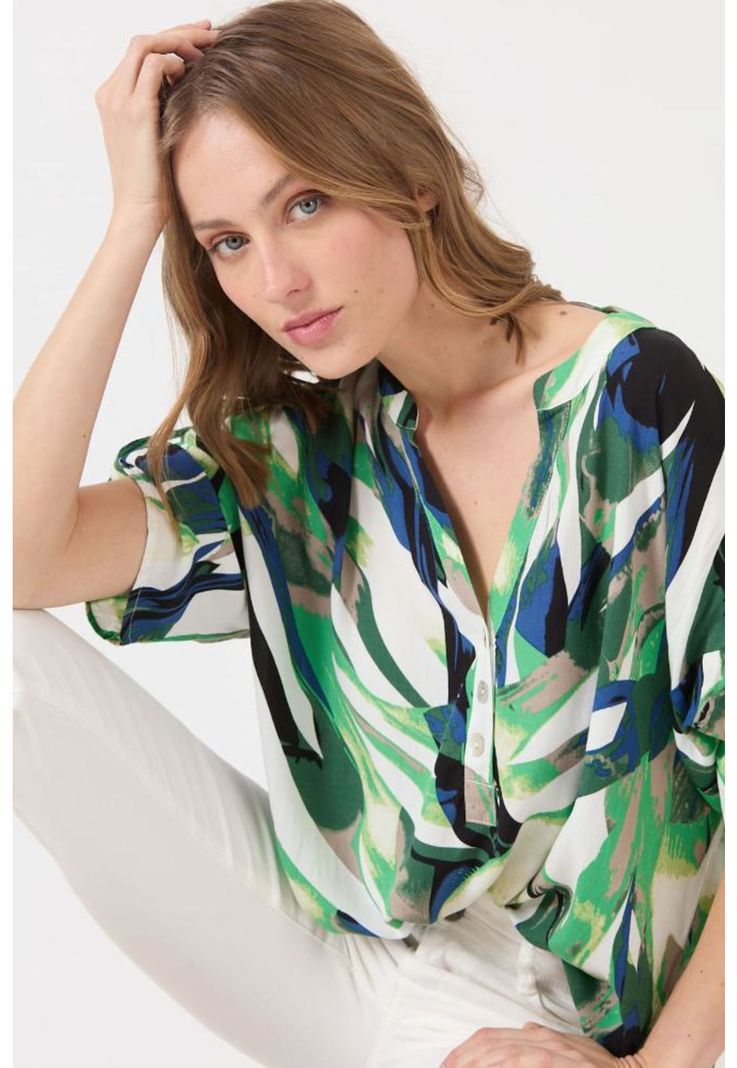 Blusa verde estampada PRIVILEGE 1598-0