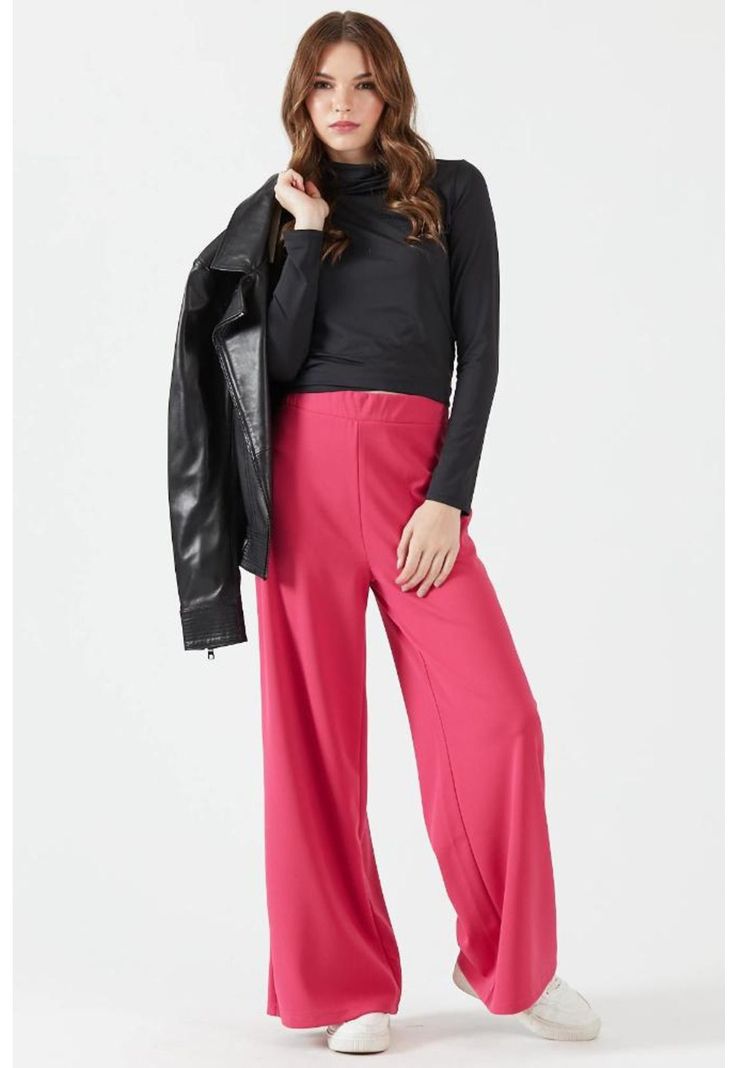 Pantalon palazzo fucsia-2