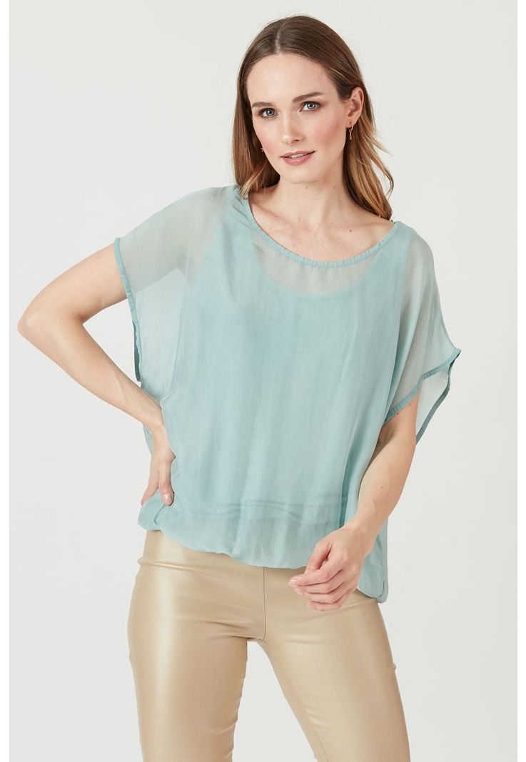 Blusa con seda celeste-0