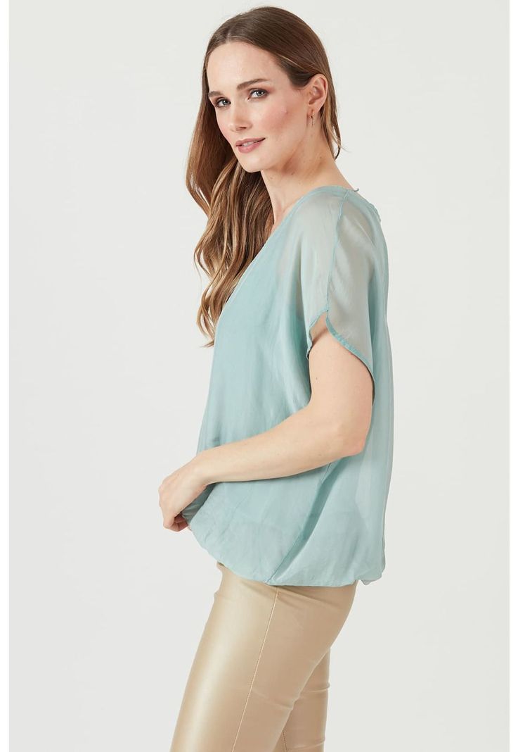 Blusa con seda celeste-1