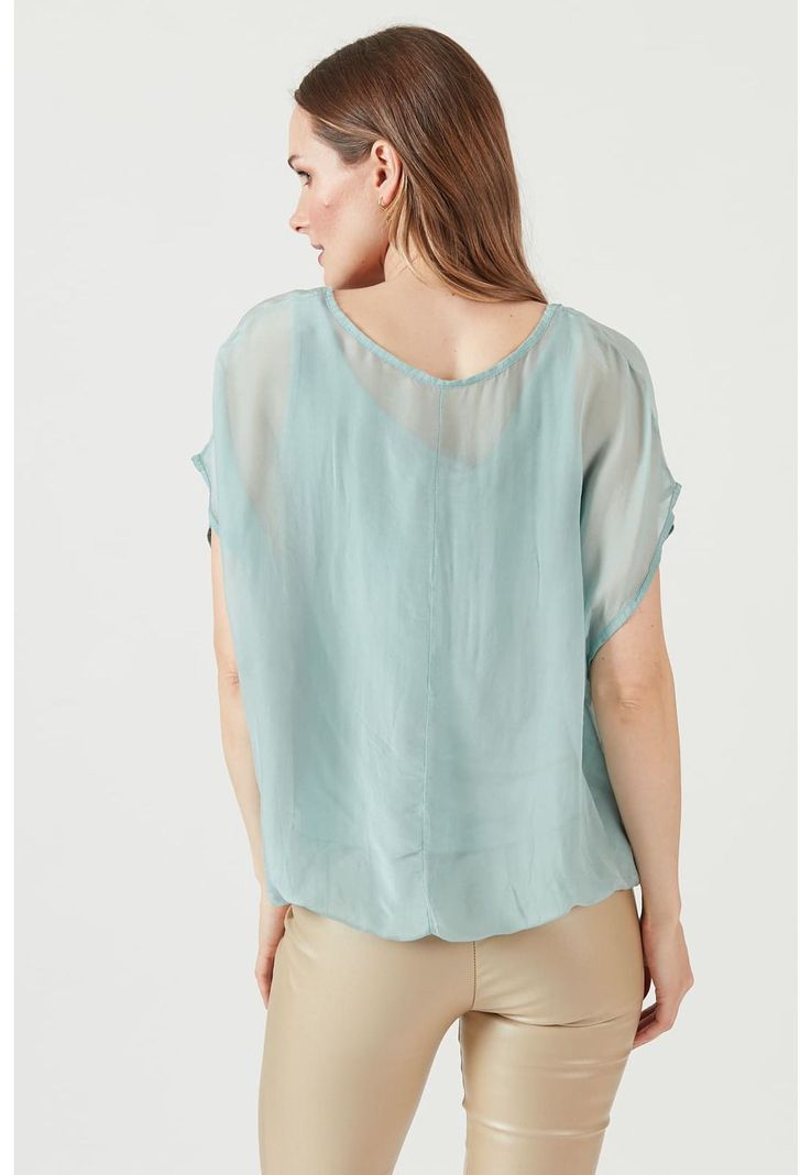 Blusa con seda celeste-3