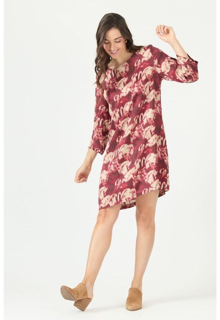 Vestido burdeo estampado PRIVILEGE 2342-0