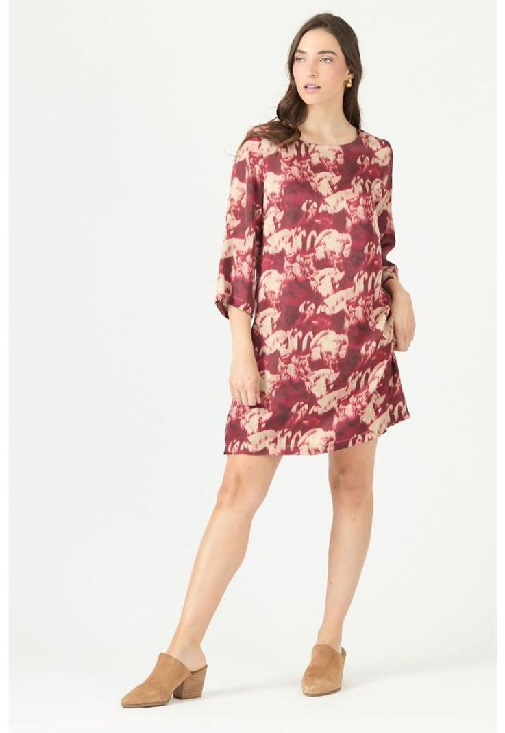Vestido burdeo estampado PRIVILEGE 2342-1