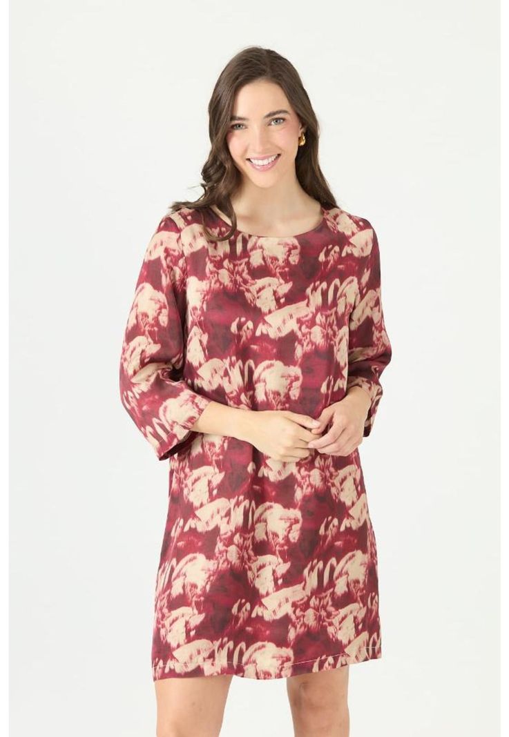 Vestido burdeo estampado PRIVILEGE 2342-2