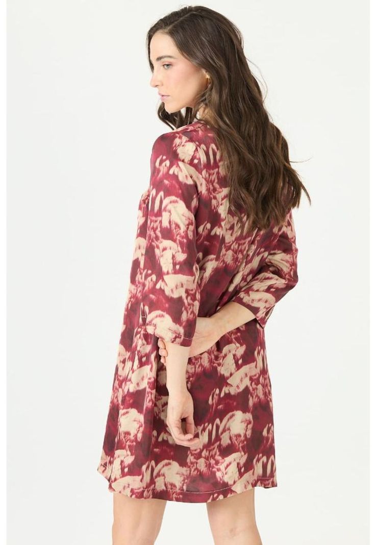 Vestido burdeo estampado PRIVILEGE 2342-4