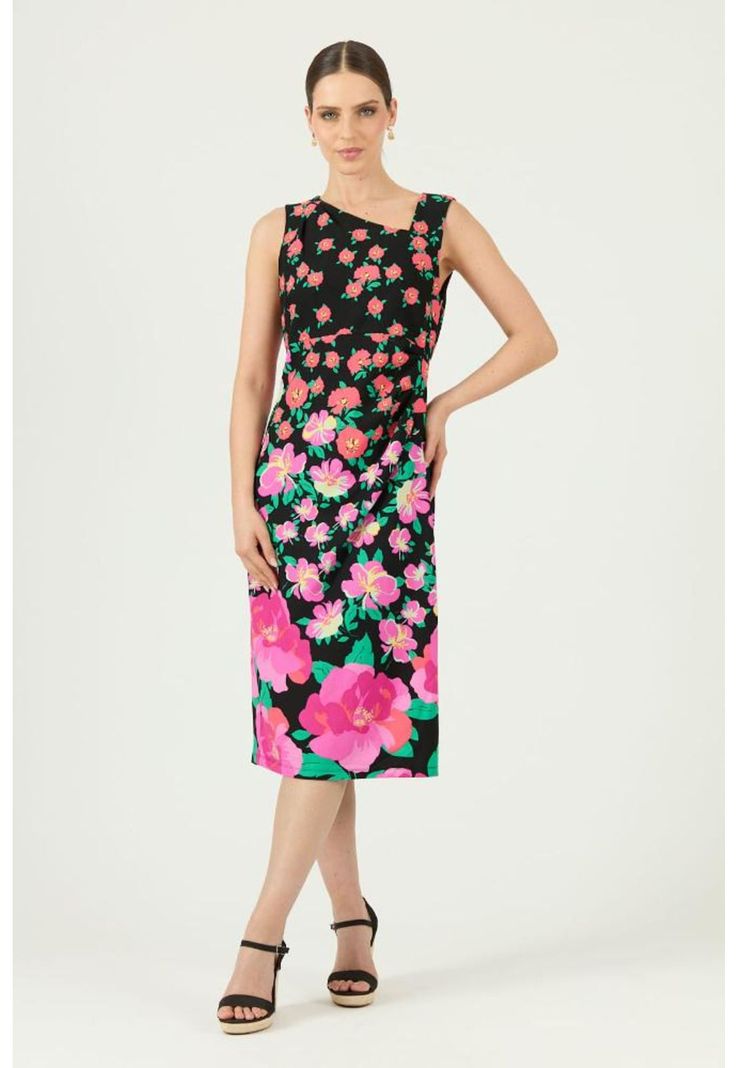 Vestido negro flores PRIVILEGE 1410-1