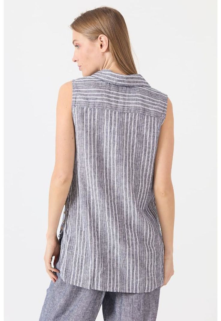 Blusa de lino azul marino PRIVILEGE 1168-4