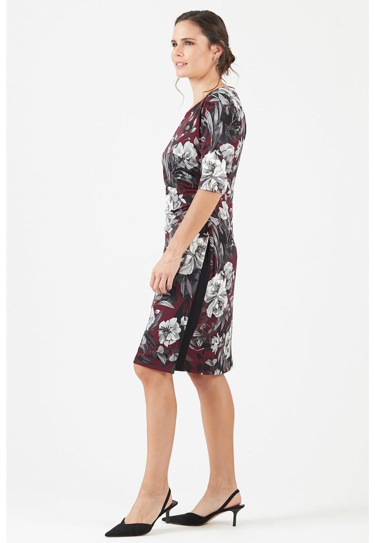 Vestido burdeo diseno flores-1