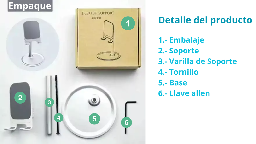 Soporte De Aluminio Para Escritorio Teléfono Y Tablet - negro-4