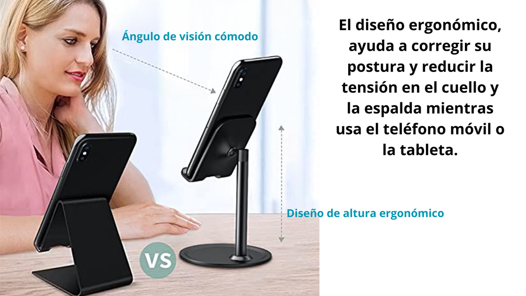 Soporte De Aluminio Para Escritorio Teléfono Y Tablet - negro-7