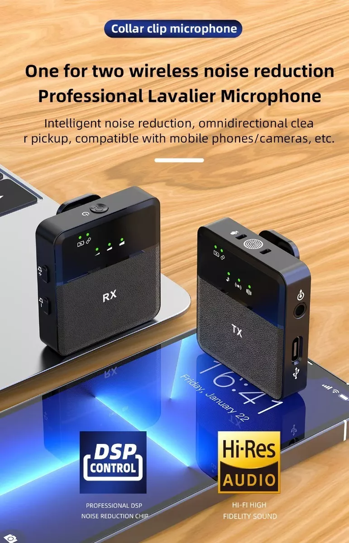 2 Micrófono Lavalier Solapa Inalámbrico Usb-c iPhone 3.5 Sx9-7