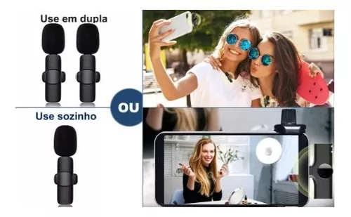 Kit De 2 Micrófonos Inalámbricos De Solapa Tipo C Profesionales Android Color Negro-1
