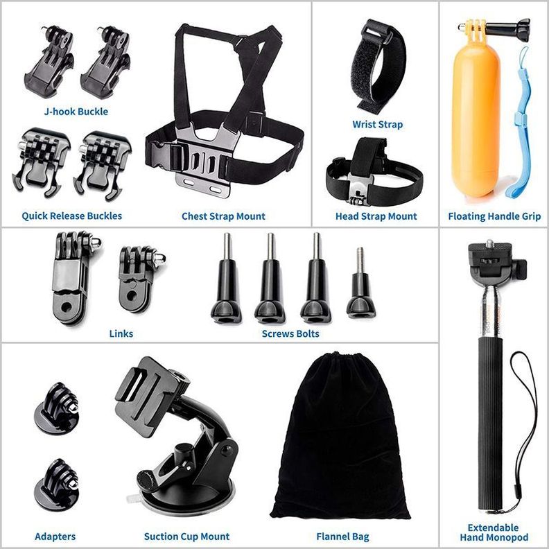 Kit De 19 Accesorios Gopro Hero 4 5 6 7 8 9 10 11-5