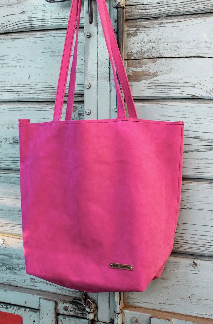 Cartera tote bag cuero reno Fucsia