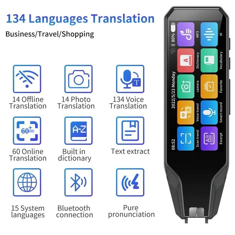 Lápiz Traductor Portátil Inteligente 134 Idiomas Escáner y Traductor-3