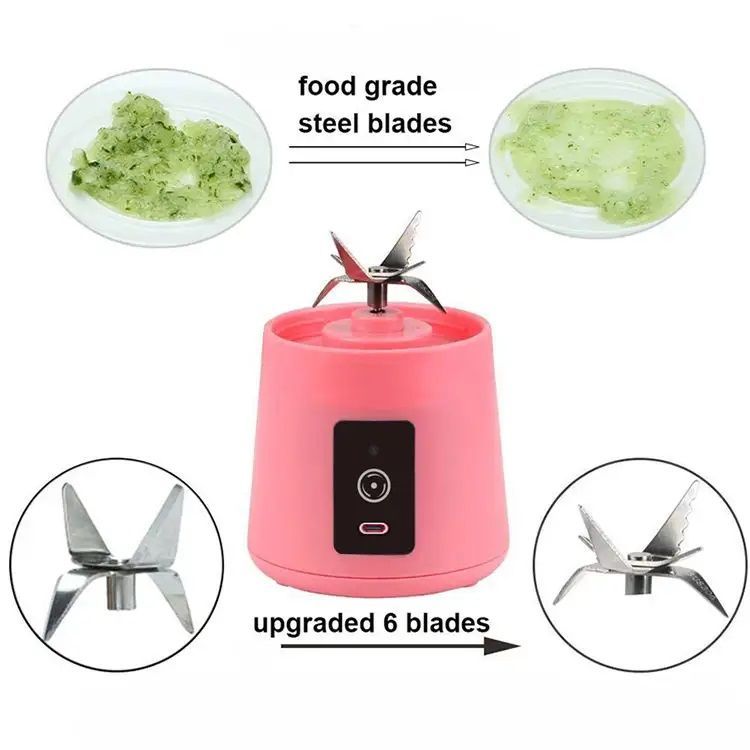 Licuadora Portátil Recargable Multiuso: 6 Cuchillas, 2000mAh-4