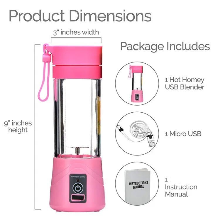 Licuadora Portátil Recargable Multiuso: 6 Cuchillas, 2000mAh-5