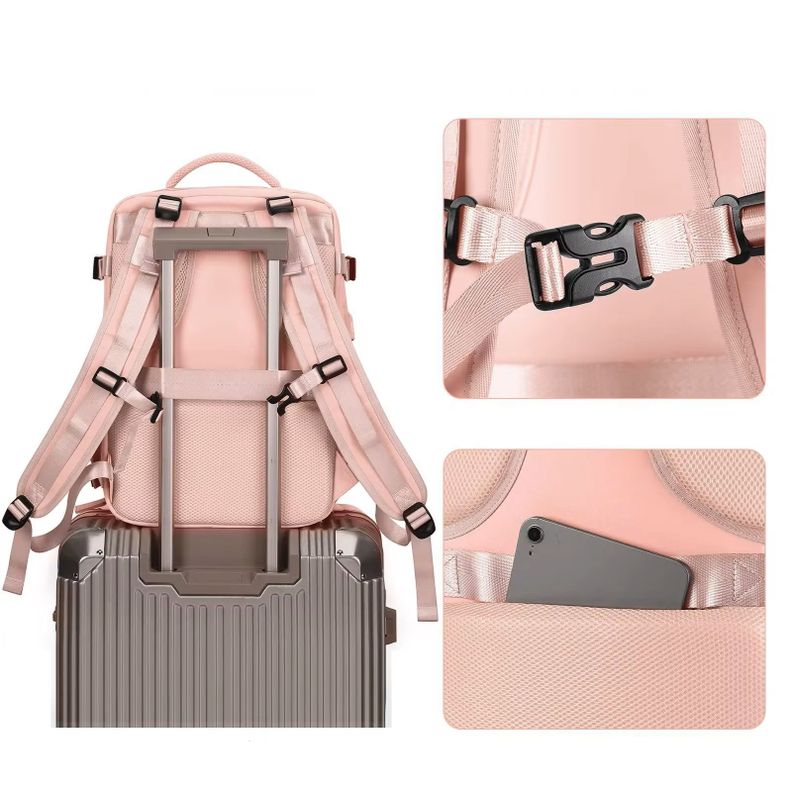 Mochila Femenina Impermeable de Gran Capacidad con Puerto USB-7