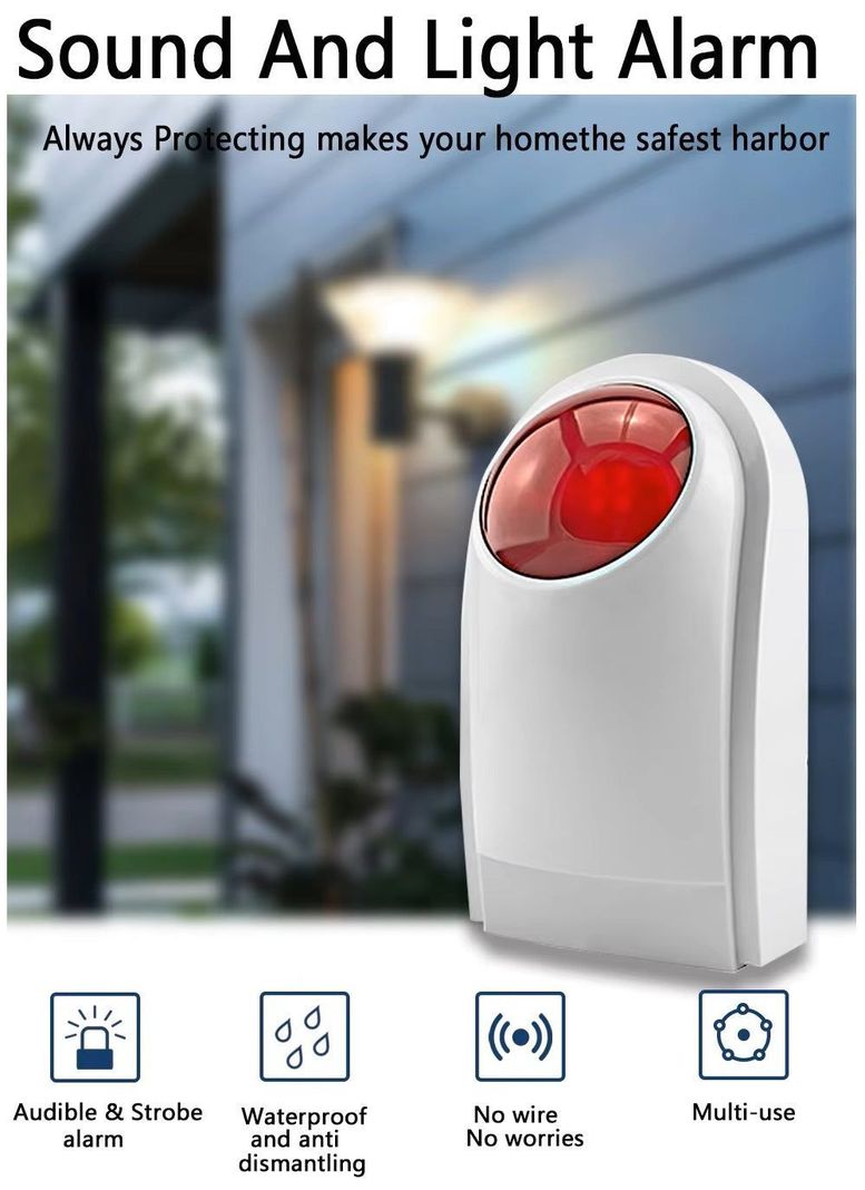 Sirena Estroboscópica WiFi para Exteriores 110-120dB