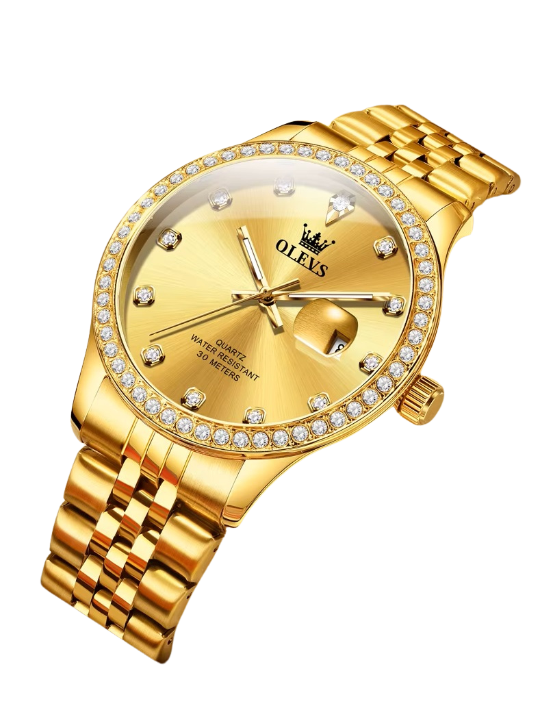 Reloj de Lujo para Hombre con Resistencia al Agua de 30 Metros Dorado Metalico