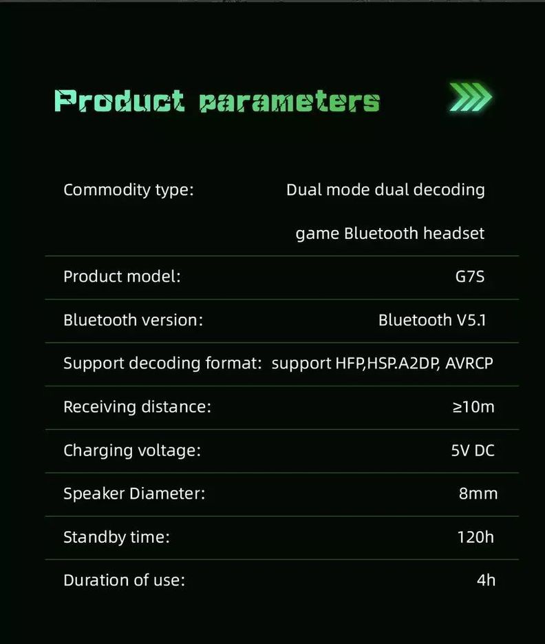 Audífonos inalámbricos Bluetooth Gamer G7S V51-5