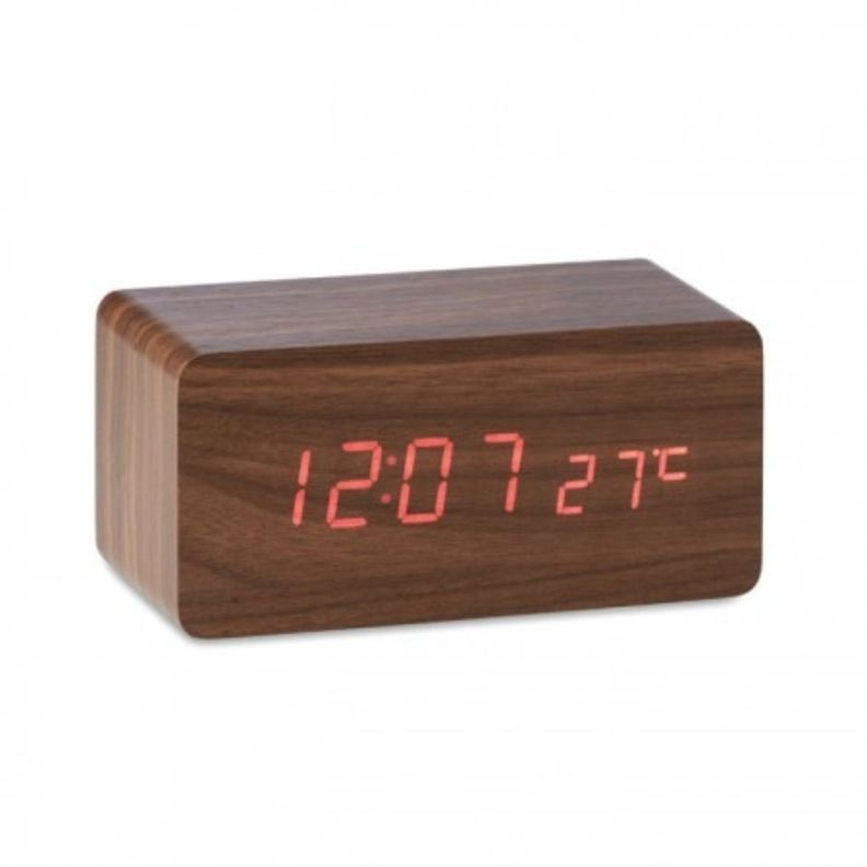 RELOJ DIGITAL DESPERTADOR TEMPERATURA WOONDE MARRON-0