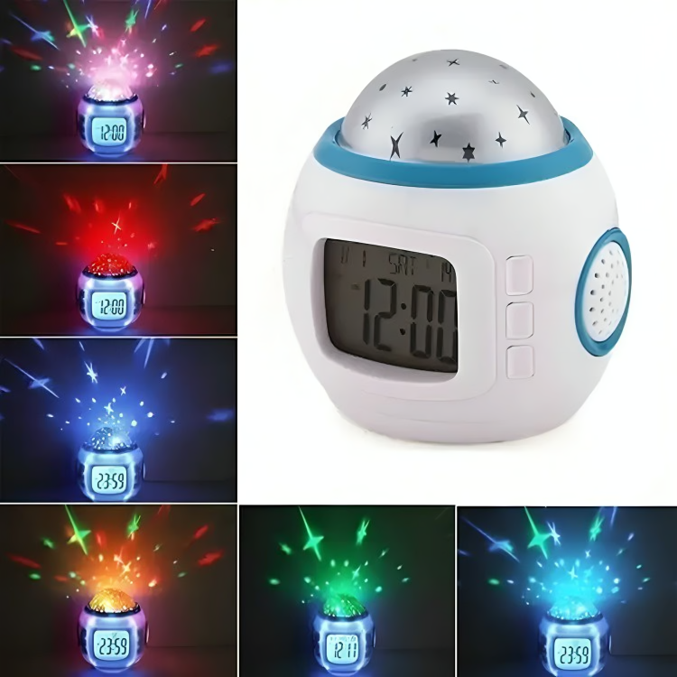 Reloj Despertador Digital Luz Led Estrellas Sonido-3