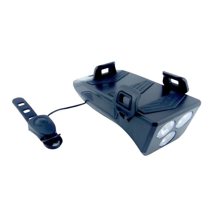 LUZ BICI DELANTERA 3 LED MOD FH-5501 + BOCINA + POWER BAK + PORTA SMARTPHONE-0